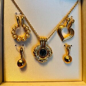 Vintage Nolan‎ Miller Glamour Collection Necklace 6 Pieces Pendant Set Gold Tone